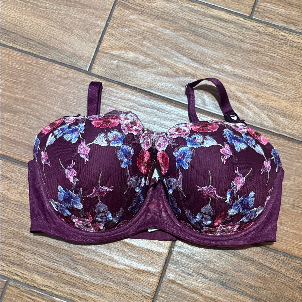 Floral Underwire Bra - Purple